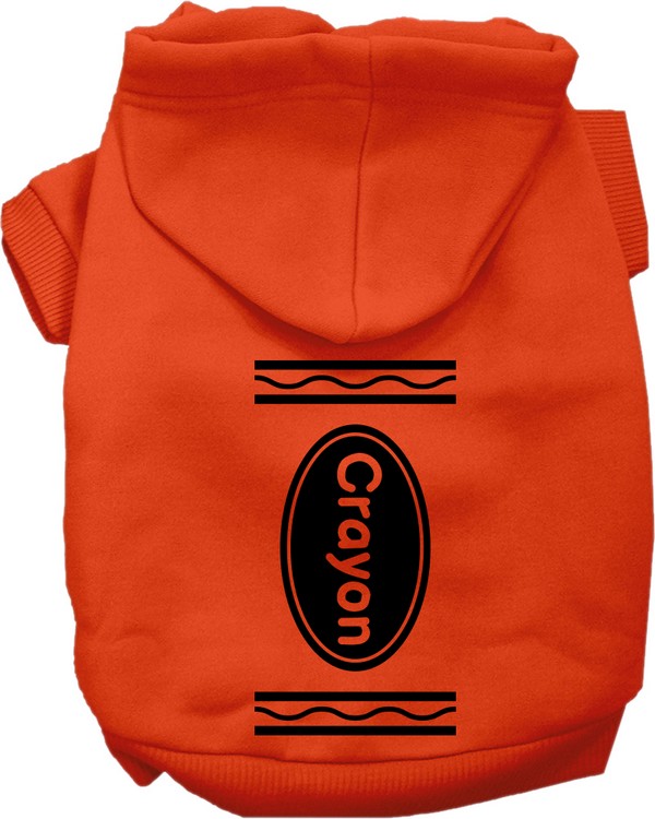 Crayon Costume Screen Print Dog Hoodie Orange Size XS